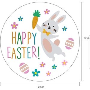 60 Ct.  2 Inch Easter Theme Stickers Labels Roll - Easter Bunny and Eggs…